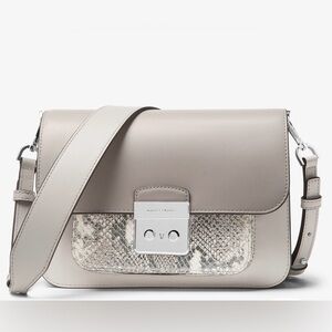 NWT -Michael Kors Beige Leather Crossbody with Snakeskin Panel